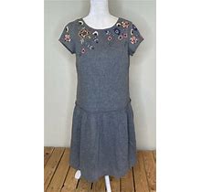 Emberley Womens Floral Embroidered Midi Dress Size Xs Grey M2