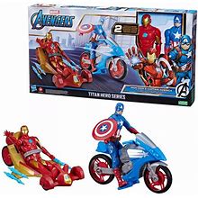 Marvel Avengers Titan Hero Series Iron Man & Captain America Rolling Rescue Action Figure Set