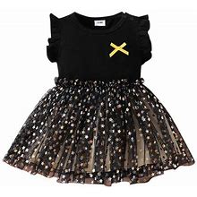Kid Clothes Girl Girls Midi And Dresses Toddler Girls Child Fly Sleeve Star Prints Summer Beach Sundress Party Dresses Princess Dress