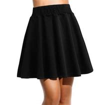 Ersazi Womens Formal Dress Women's Fashion Elastic Waist Horn Solid Color Pleated Dress Knee Length Dress In Clearance Black L