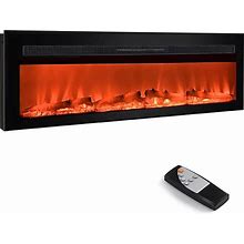 50 Inches Electric Fireplace With 20 Realistic Flames, Freestanding/Recessed/Wall Mounted Fireplace With Remote Control, Logs & Crystal, Independent
