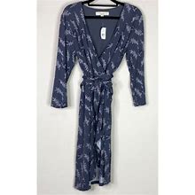 Loft Dresses | New Ann Taylor Loft Floral Wrap Dress Women's Size Small | Color: Blue/Gray | Size: S