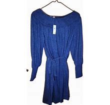Loft Long Sleeve Textured Stretch Knit Midi Dress Size M