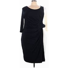 Jessica London Cocktail Dress - Midi: Black Color Block Dresses - Women's Size 24