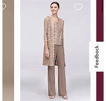 R & M Richards Pants & Jumpsuits | Long Lace Jacket Three-Piece Pantsuit | Color: Tan | Size: 6