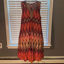 Sandra Darren Dresses | Patterned Beaded Dress | Color: Orange/Red | Size: 12P