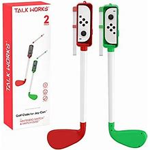 TALK WORKS Golf Clubs For Nintendo Switch Joy-Con Controllers 2 Pack - Switch Games Accessories Joy Con Controller Grip Holder For Mario Golf - Lightw