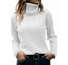 Langwyqu Womens' Turtleneck Long Sleeve Cable Knit Sweaters