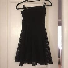 Express Dresses | Black Lace Strapless Dress | Color: Black | Size: Xs