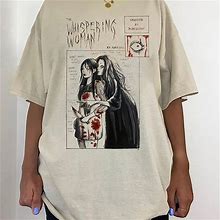 Gildan Gothic T With Horror Manga Creepy Girl Grunge Clothing Harajuku Streetwear And 9 - New Men | Color: Beige | Size: XL