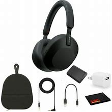 Sony Wh-1000Xm5 Noise-Canceling Wireless Over-Ear Headphones (Black), 30 Hours Playback Time, Hands-Free Calling, Alexa Voice Control - Kit With Charg