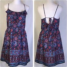 American Eagle Outfitters Dresses | American Eagle Paisley Tie Back Mini Summer Dress | Color: Blue/Red | Size: M