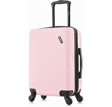 DUKAP Discovery Lightweight Hardside Spinner 20 Inch Carry-On, Pink