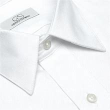 The Charleston - Wrinkle-Free Herringbone Cotton Dress Shirt In White By Cooper & Stewart, Regular Fit / 15 / 32/33