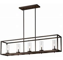 Generation Lighting Zire 5 Light Brushed Oil Rubbed Bronze Transitional Dining Room Hanging Island Pendant With Clear Glass Shades