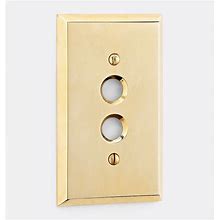 Lewis Single Push-Button Switchplate, Unlacquered Brass