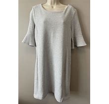 TAHARI Knit Shift Dress Gray With Ruffle Sleeves Size 12 Excellent Condition