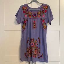 Vintage Purple Embroidered Tunic/Dress | Color: Purple | Size: Os