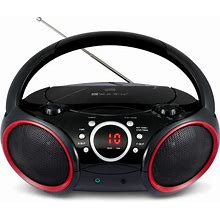 SINGING WOOD 030C Portable CD Player Boombox With AM FM Stereo Radio, Aux Line In, Headphone Jack, Supported AC Or Battery Powered (Black With A