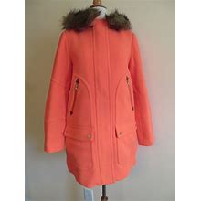 J.Crew Chateau Parka In Stadium-Cloth, G9093 Size 8, Neon Tangelo$365