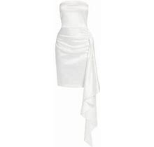 Chiara Boni La Petite Robe Women's Kazmer Satin Ruffled Cocktail Dress - White - Size 12