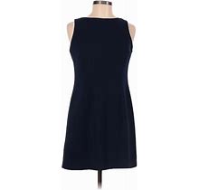 Casual Dress - A-Line Crew Neck Sleeveless: Blue Print Dresses - Women's Size 6
