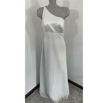 Alfred Angelo Mint Green Gown Dress One Shoulder Strap Beaded Bodice