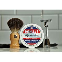 Wet Shaving Starter Kit (Badger Brush, 4 Oz Shave Soap, & Safety Razor) Rustic / Tobacco