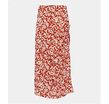 Ruched Crepe Maxi Skirt