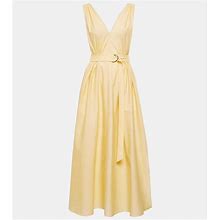 Brunello Cucinelli, Cotton-Blend Poplin Midi Dress, Women, Yellow, XS, Dresses
