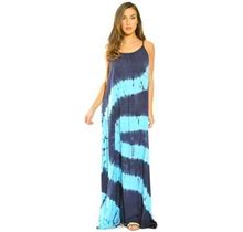 Riviera Sun Women's Tie Dye Spaghetti Strap Maxi Dress - Lightweight And Flowy Summer Dress With Beautiful Color Variations (Navy / Turquoise, 2X)