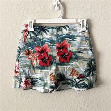 Zara Basic Tropical Floral Shorts Womens High Waisted Aloha Pockets Size XS