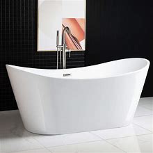 WOODBRIDGE BTA1517 Freestanding Bathtub Contemporary Soaking Tub, White