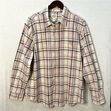 St. John's Bay Men's Long Sleeve Light Plaid Button Down Shirt Size Xl