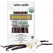 Native Vanilla - Organic .. Madagascar Vanilla Beans - .. 25 Premium Gourmet Whole .. Pods - For Restaurants .. And Home Baking, Cooking, .. Dessert C