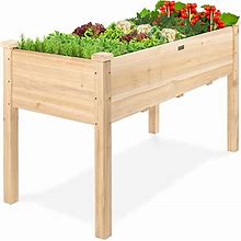 Best Choice Products 48x24x30in Raised Garden Bed, Elevated Wood Planter Box Stand For Backyard, Patio, Balcony W/Bed Liner, 200Lb Capacity - Natural