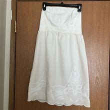 Old Navy Dresses | Strapless White Dress With Embroidered Trim | Color: White | Size: 6
