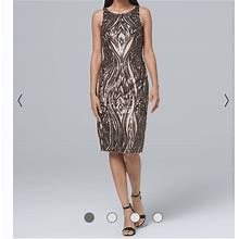 Adrianna Papell Dresses | Adrianna Papell Sequined Mid Length Dress | Color: Black/Tan | Size: 0