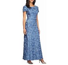 Embellished Lace A-Line Evening Gown - Blue - Alex Evenings Dresses