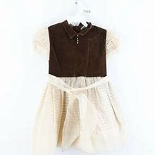Tiny Town Togs Dresses | Vintage 50S Tiny Town Togs Girls Size 5T Flocked Nylon Sheer Velvet Party Dress | Color: Brown | Size: 5Tg
