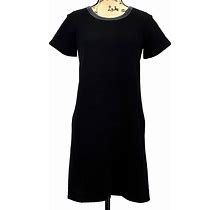 Madewell Dress Women Xxs Black Leather Collar Pockets Short Sleeve