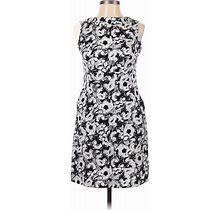 Ann Taylor LOFT Outlet Casual Dress Mock Sleeveless: White Print Dresses - Women's Size 2 Petite