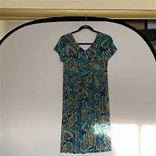 Inc International Concepts Dresses | Inc Paisley V-Neck Dress Size M | Color: Blue/Green | Size: M