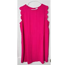A.N.A Dresses | A.N.A. Womens Sz L Midi Dress Solid Pink Scallop Trim Pleated Sleeveless | Color: Pink | Size: L