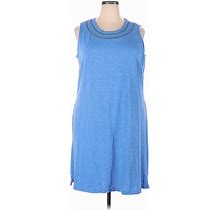 Talbots Casual Dress - Mini Cowl Neck Sleeveless: Blue Dresses - Women's Size 1X