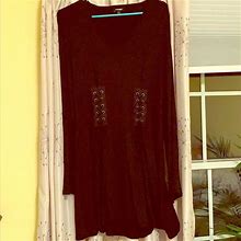 Express Dresses | Lace Up Bell Sleeve Shift Dress | Color: Black | Size: M