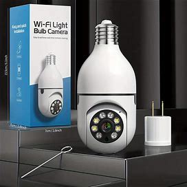 Wi-Fi Smart Camera, Wireless Wifi Light Bulb Camera 360°Panoramic Surveillance Cam, 2.4Ghz 1080P Indoor And Outdoor Security Camera With Motion,Temu