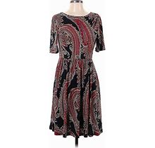 Ellen Tracy Casual Dress: Burgundy Paisley Dresses - Women's Size 2