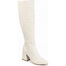 Journee Collection Landree Wide Calf Boot | Women's | Off White | Size 8 | Boots