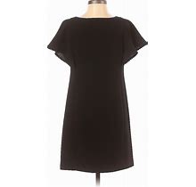 Ann Taylor LOFT Casual Dress - Shift Crew Neck Short Sleeves: Black Solid Dresses - Women's Size 0